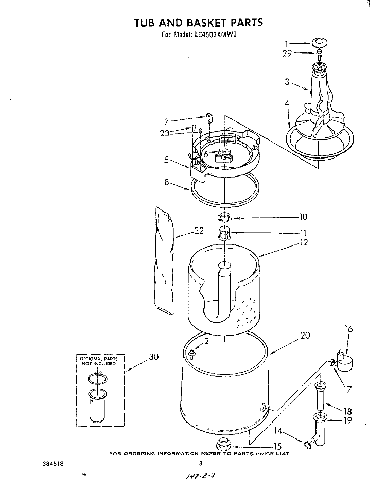 TUB AND BASKET Diagram and Parts List for LC4500XMW0  Whirlpool Washer