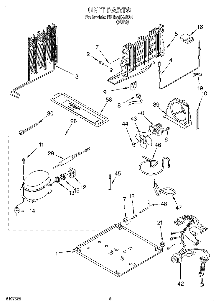 UNIT, OPTIONAL Diagram and Parts List for RT18AKXJW01  Roper Refrigerator