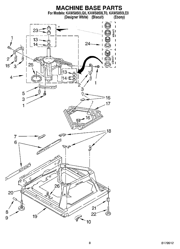 MACHINE BASE Diagram and Parts List for KAWS850LE0  KitchenAid Washer