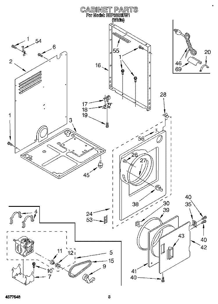 SECTION Diagram and Parts List for REP3822DW1  Roper Dryer