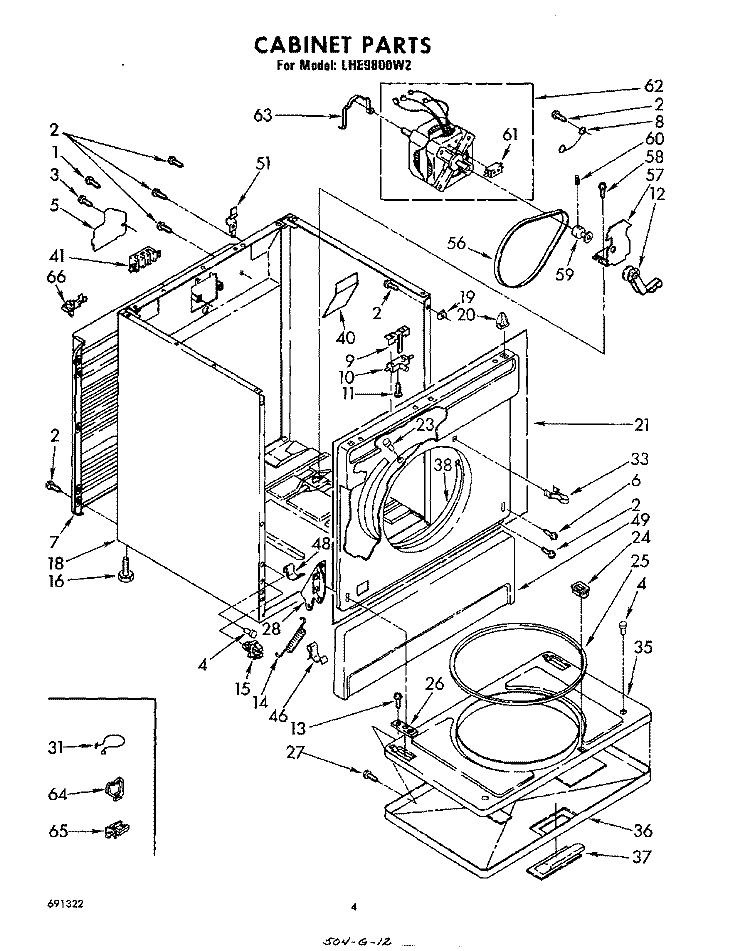 SECTION Diagram and Parts List for LHE9800W2  Whirlpool Dryer