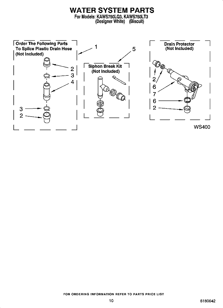 WATER SYSTEM PARTS Diagram and Parts List for KAWS750LT3  KitchenAid Washer