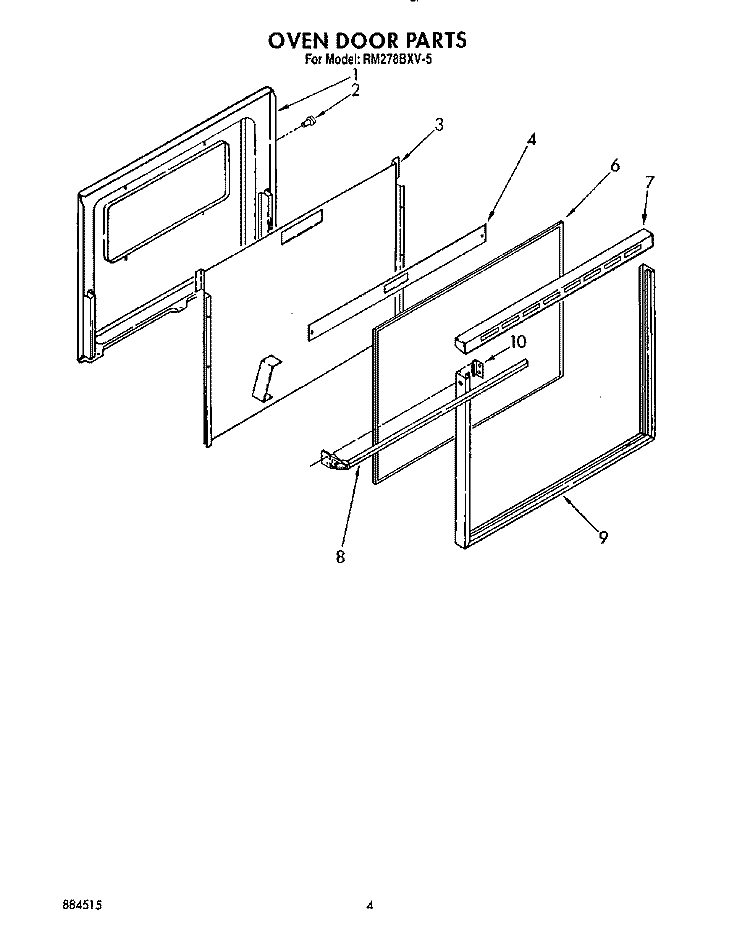 OVENDOOR Diagram and Parts List for RM278BXV6  Whirlpool Microwave Oven Combo