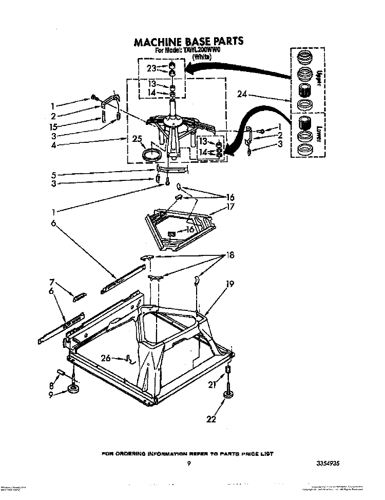 MACHINE BASE Diagram and Parts List for TAWL200WW0  Estate Washer
