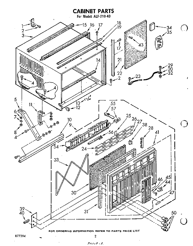 CABINET Diagram and Parts List for ALF21040  Whirlpool Air Conditioner
