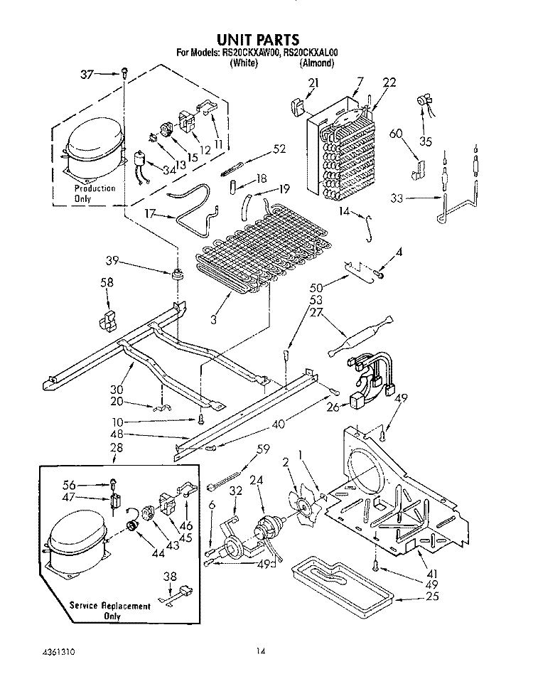 UNIT, LIT/OPTIONAL Diagram and Parts List for RS20CKXAW00  Roper Refrigerator