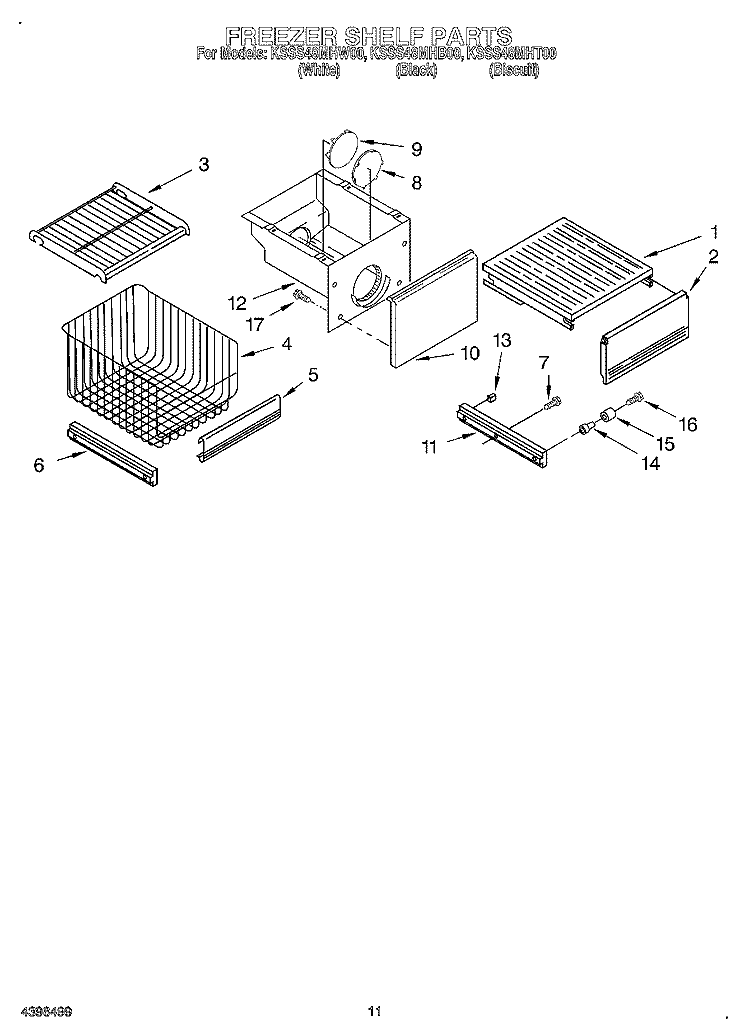 FREEZER SHELF Diagram and Parts List for KSSS48MHT00  KitchenAid Refrigerator