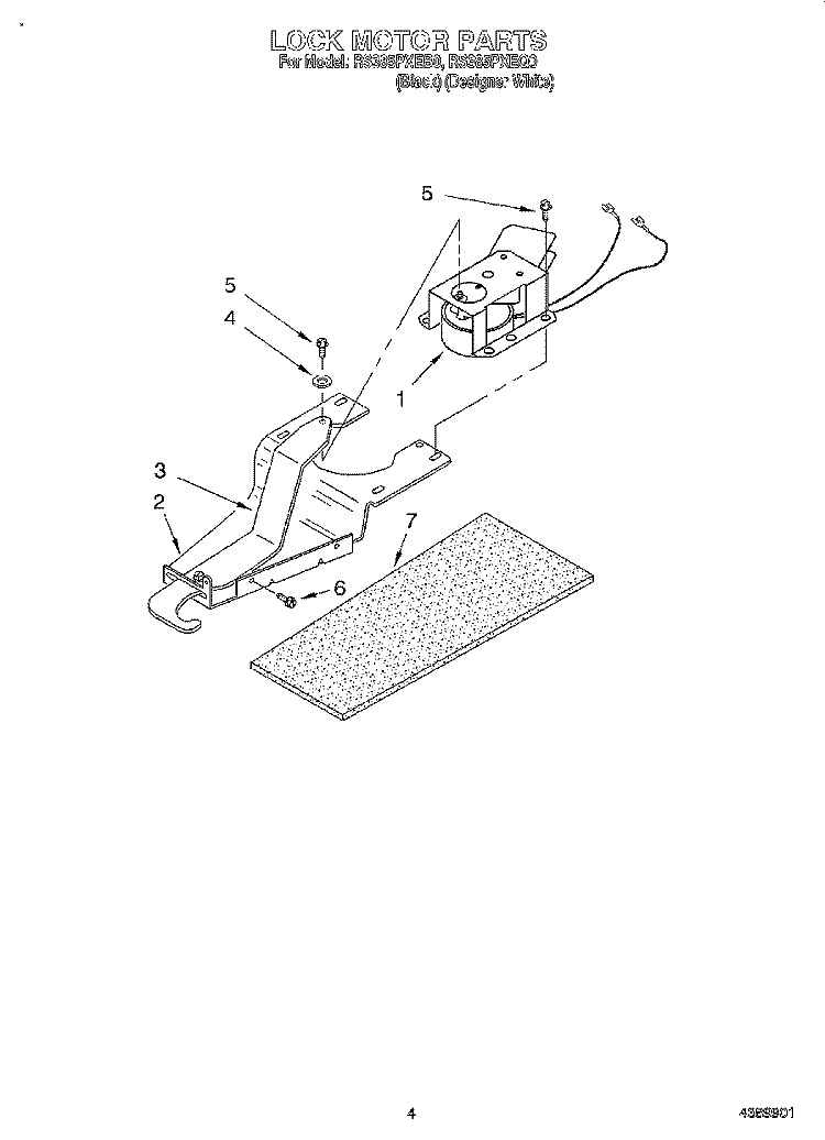 LOCK MOTOR Diagram and Parts List for RS385PXEB0  Whirlpool Range