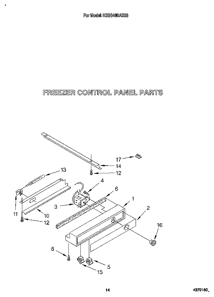 FREEZER CONTROL PANEL Diagram and Parts List for KSSS48DAX03  KitchenAid Refrigerator