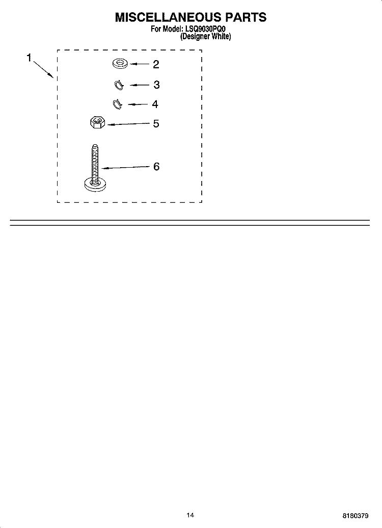 MISCELLANEOUS PARTS - OPTIONAL PARTS (NOT INCLUDED) Diagram and Parts List for LSQ9030PQ0  Whirlpool Washer