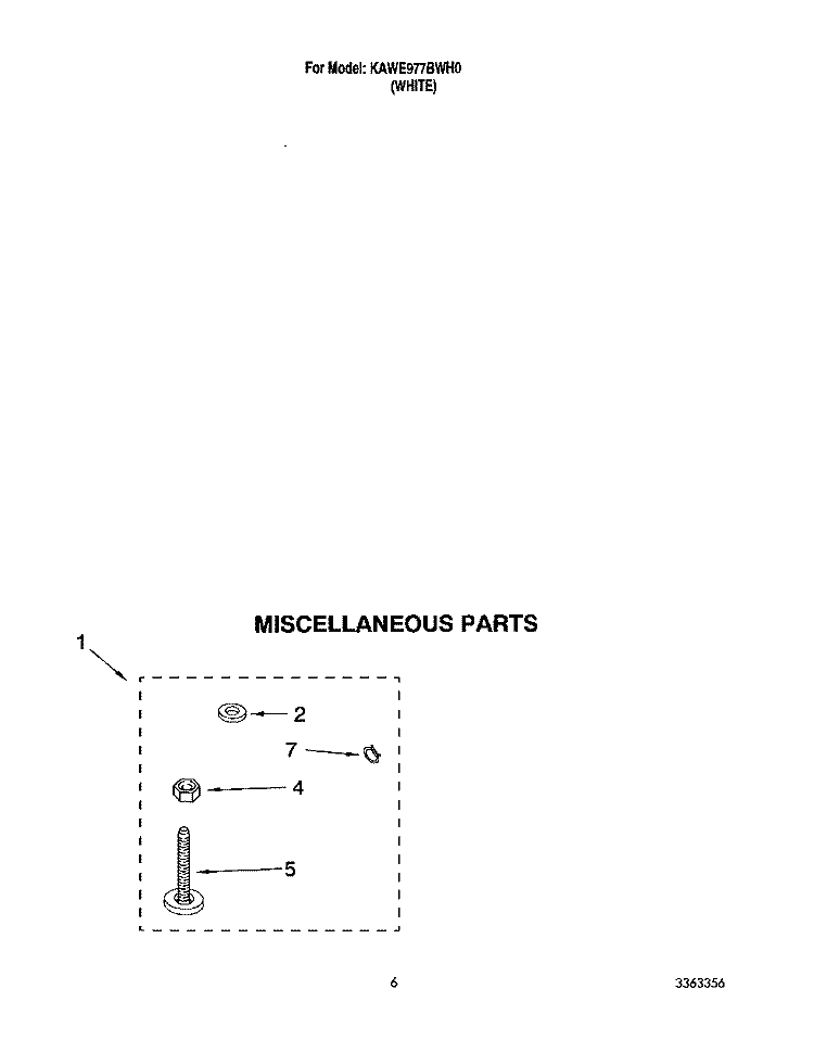 MISCELLANEOUS Diagram and Parts List for KAWE977BWH0  KitchenAid Washer