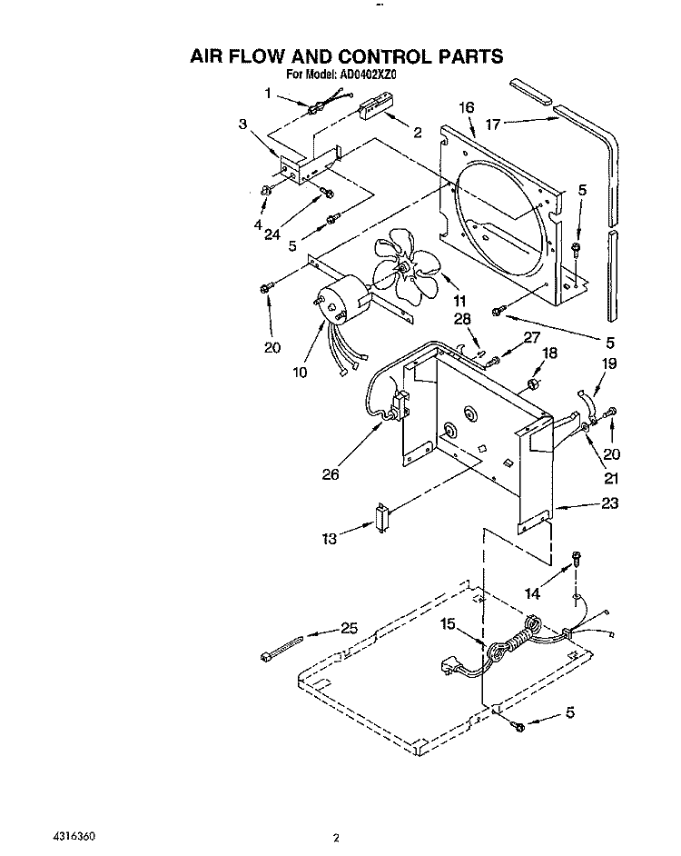 SECTION Diagram and Parts List for AD0402XZ0  Whirlpool Dehumidifier
