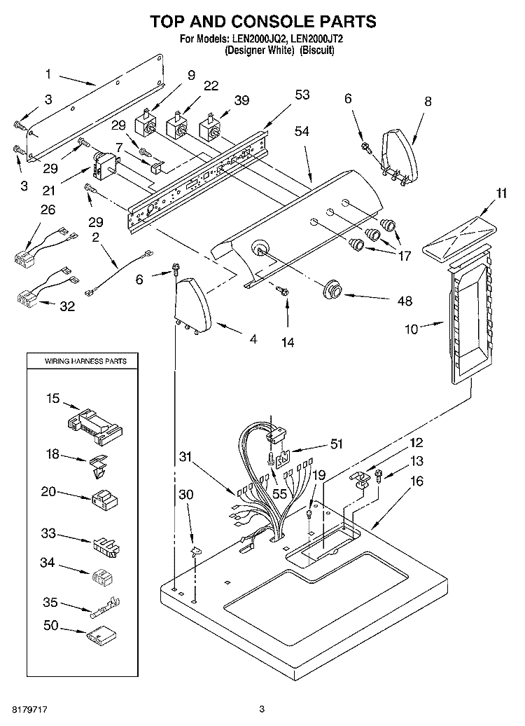 SECTION Diagram and Parts List for LEN2000JT2  Whirlpool Dryer