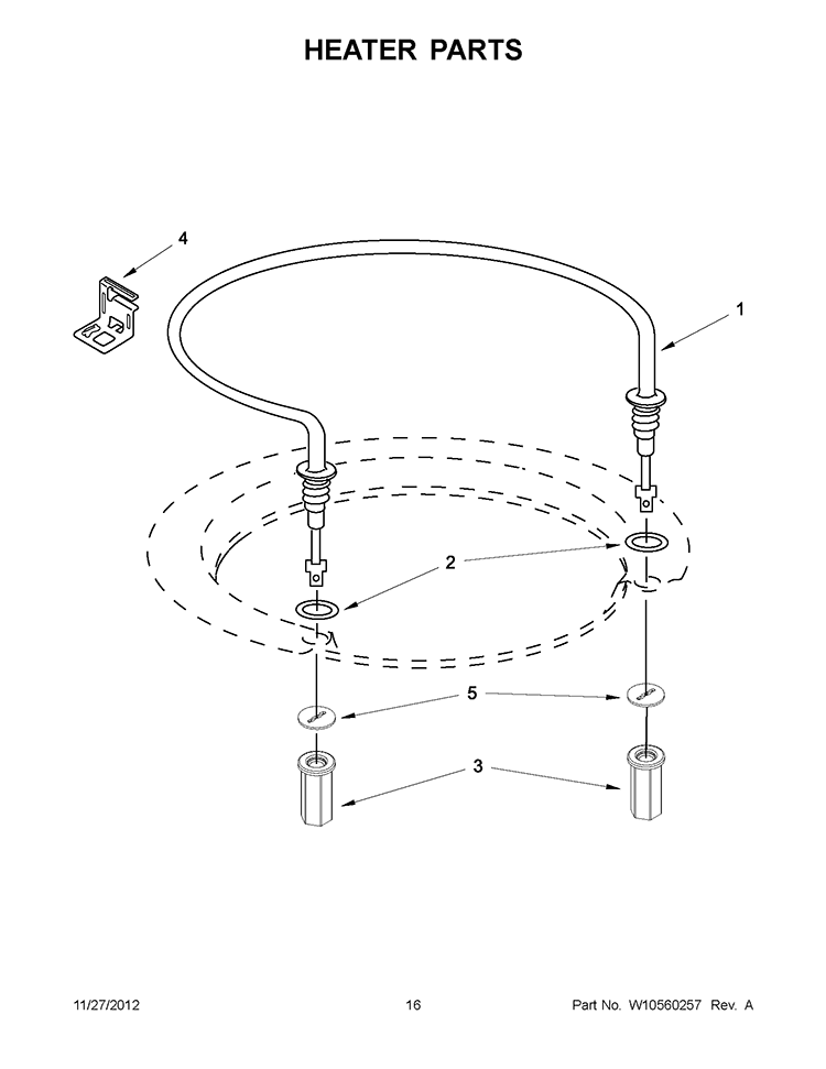 HEATER PARTS Diagram and Parts List for WDF530PAYB4  Whirlpool Dishwasher