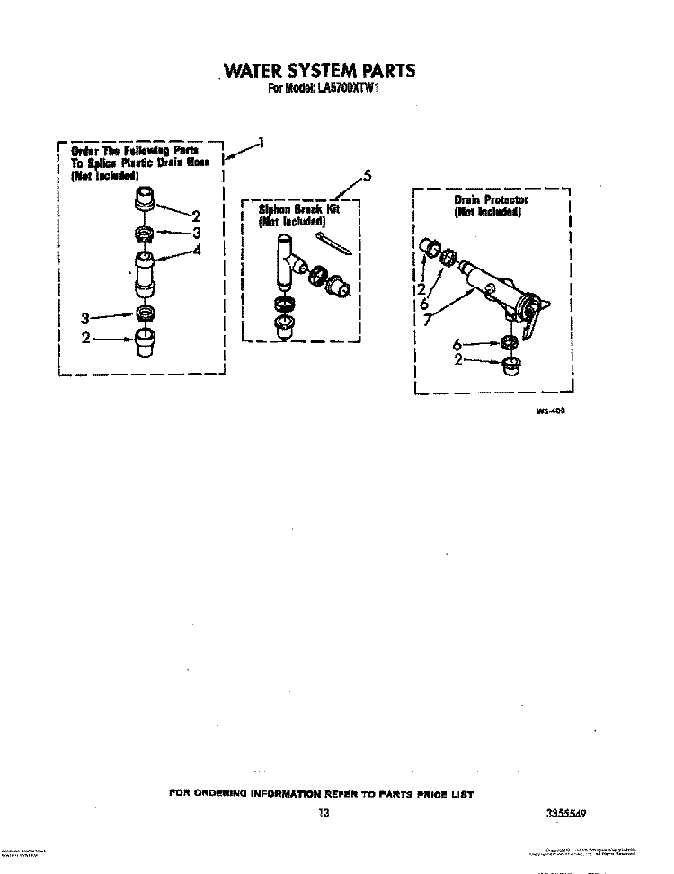 WATER SYSTEM Diagram and Parts List for LA5700XTN1  Whirlpool Washer