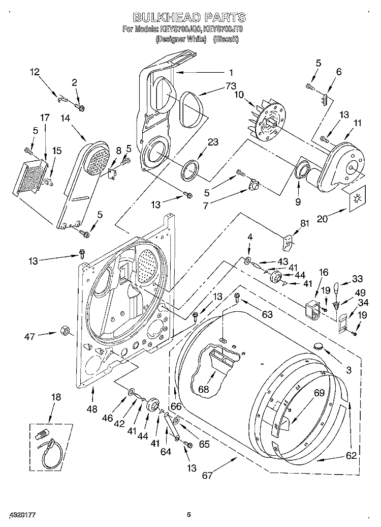 SECTION Diagram and Parts List for KEYS700JT0  KitchenAid Dryer