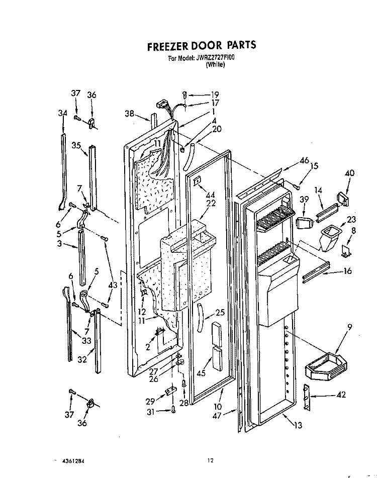 FREEZER DOOR Diagram and Parts List for JWRZ2727FI00  Whirlpool Refrigerator