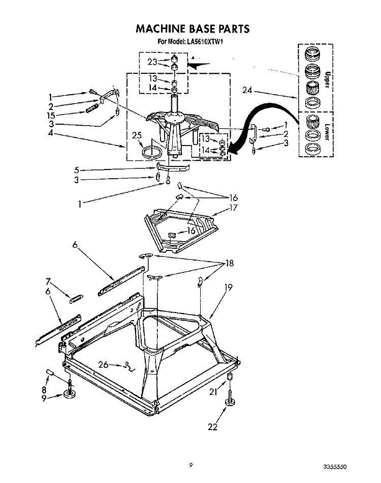 MACHINE BASE Diagram and Parts List for LA5610XTW1  Whirlpool Washer