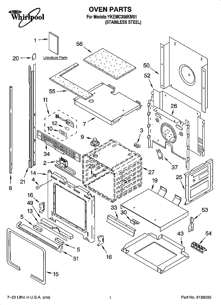 OVEN PARTS Diagram and Parts List for YKEMC308KM01  KitchenAid Microwave Oven Combo