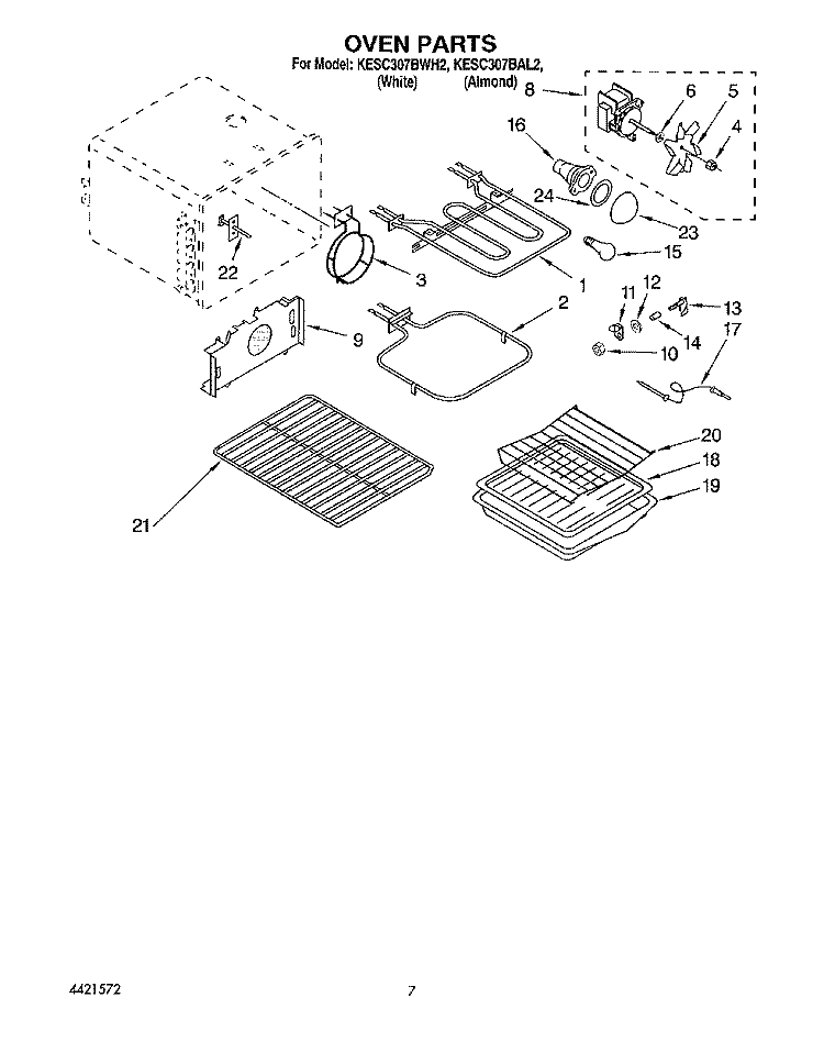 OVEN Diagram and Parts List for KESC307BAL2  KitchenAid Range