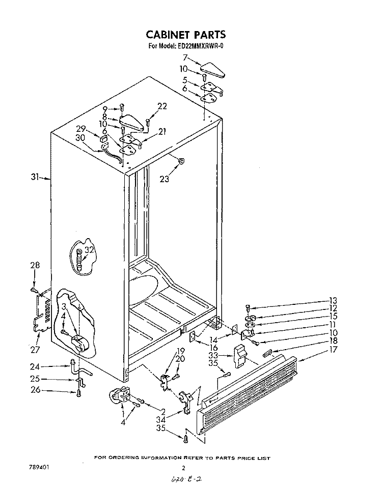 CABINET Diagram and Parts List for ED22MMXRWR0  Whirlpool Refrigerator