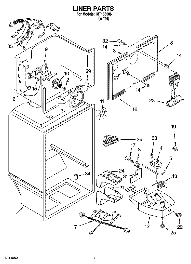 LINER PARTS Diagram and Parts List for IMT186306  Inglis Refrigerator