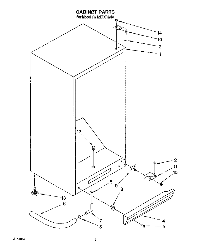 CABINET Diagram and Parts List for RV12EFRXW00  Roper Freezer