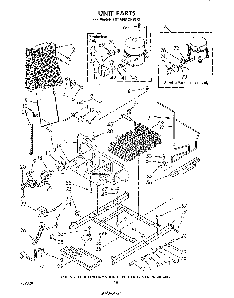 UNIT Diagram and Parts List for ED25EMXPWR1  Whirlpool Refrigerator