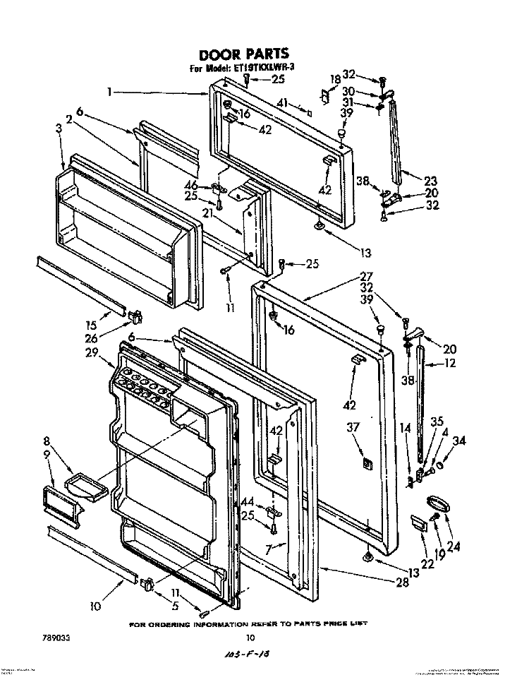 DOOR, LIT/OPTIONAL Diagram and Parts List for ET19TKXLWR3  Whirlpool Refrigerator