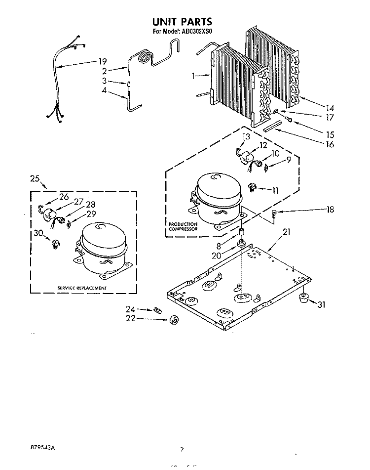 SECTION Diagram and Parts List for AD0302XS0  Whirlpool Dehumidifier
