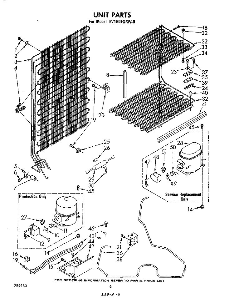 UNIT Diagram and Parts List for EV150FXRW0  Whirlpool Freezer