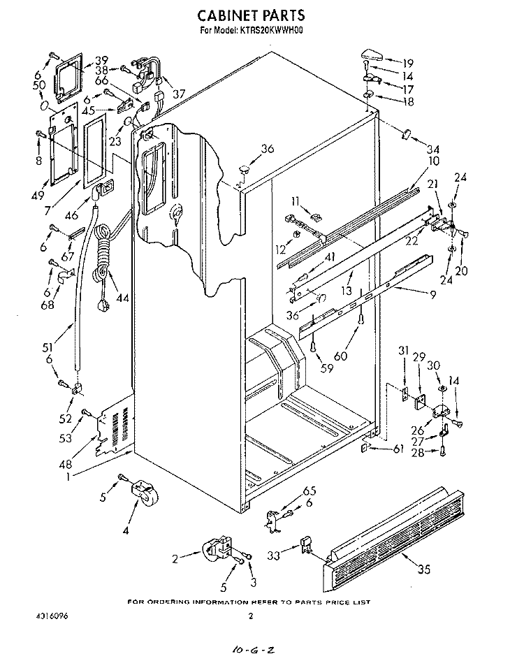 CABINET Diagram and Parts List for KTRS20KWAL00  KitchenAid Refrigerator
