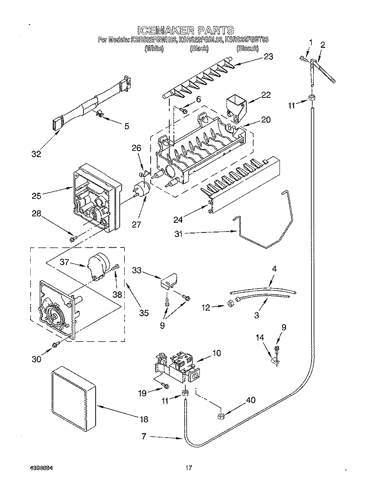 ICE MAKER Diagram and Parts List for KSRS22FGBL03  KitchenAid Refrigerator