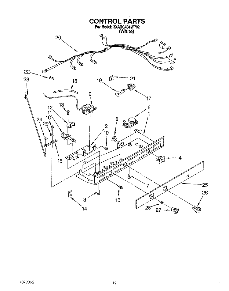 CONTROL, LIT/OPTIONAL Diagram and Parts List for 3XARG484WP02  Whirlpool Refrigerator
