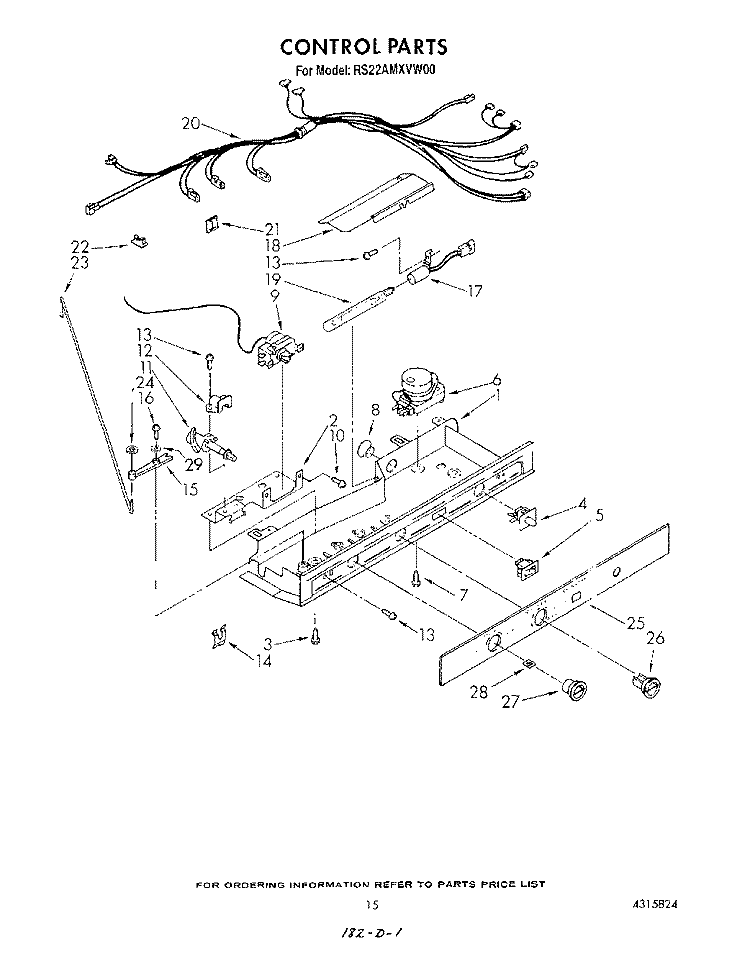 CONTROL Diagram and Parts List for RS22AMXVW00  Roper Refrigerator