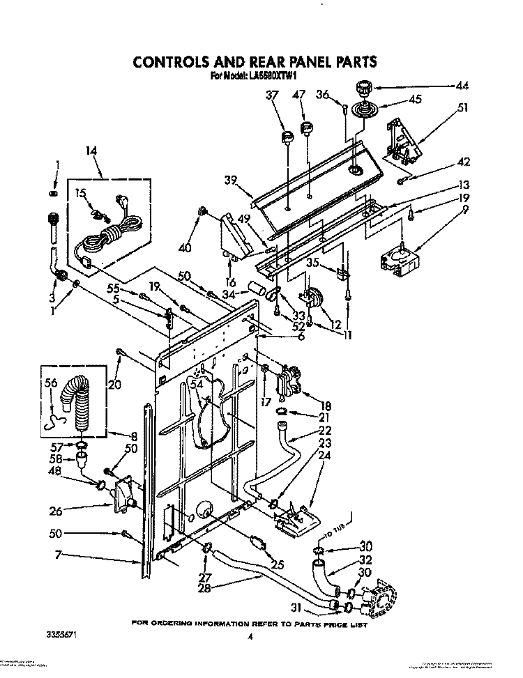 CONTROL AND REAR PANEL Diagram and Parts List for LA5580XTG1  Whirlpool Washer