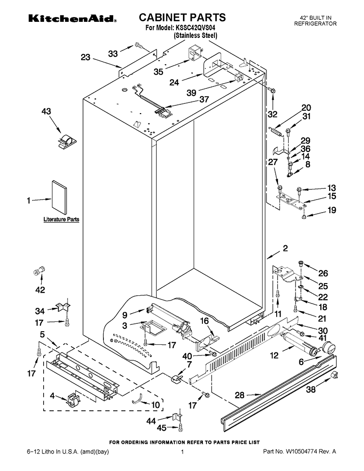 CABINET PARTS Diagram and Parts List for KSSC42QVS04  KitchenAid Refrigerator