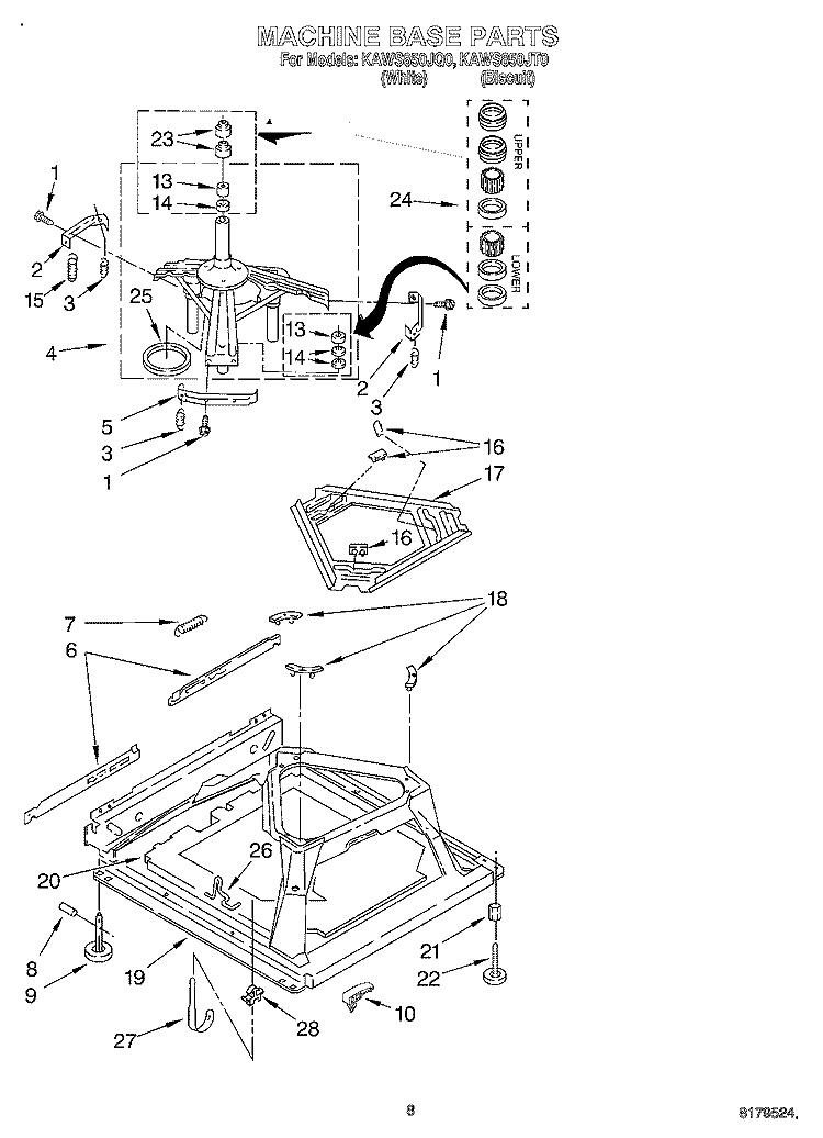 MACHINE BASE Diagram and Parts List for KAWS850JQ0  KitchenAid Washer