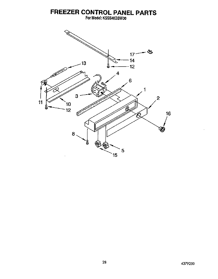 FREEZER CONTROL Diagram and Parts List for KSSS48DBW00  KitchenAid Refrigerator