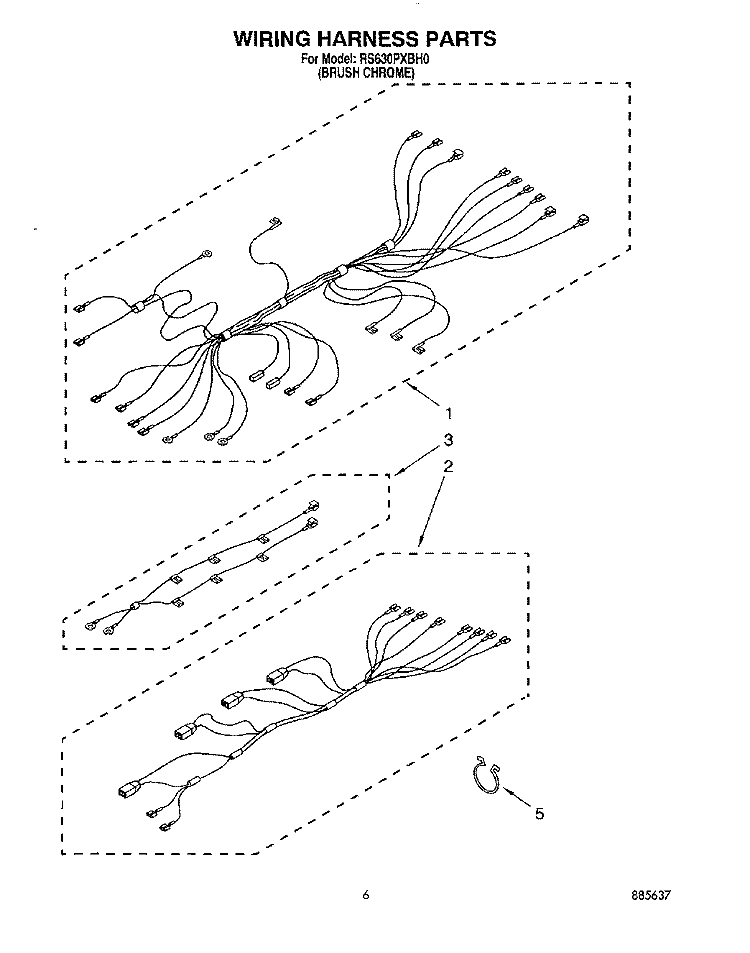 WIRING HARNESS Diagram and Parts List for RS630PXBH0  Whirlpool Range