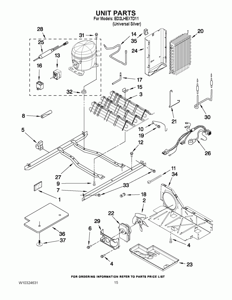 UNIT PARTS Diagram and Parts List for ED2LHEXTD11  Whirlpool Refrigerator