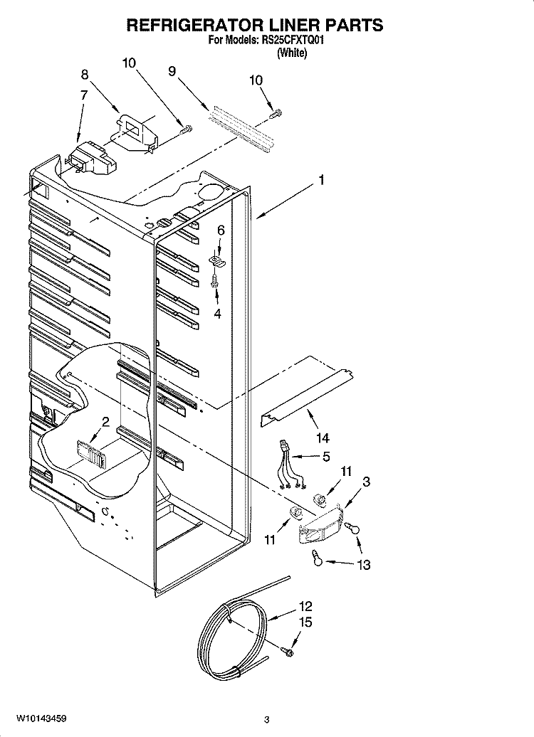 REFRIGERATOR LINER PARTS Diagram and Parts List for RS25CFXTQ01  Roper Refrigerator