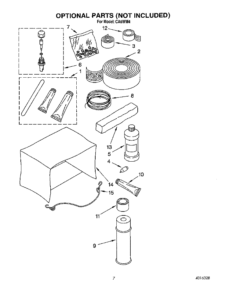 OPTIONAL Diagram and Parts List for CA6WM4  Crosley Air Conditioner
