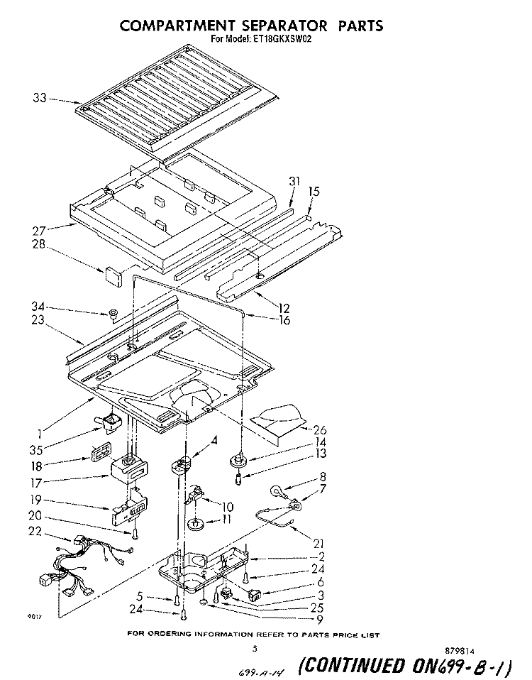 COMPARTMENT SEPARATOR Diagram and Parts List for ET18GKXSW02  Whirlpool Refrigerator