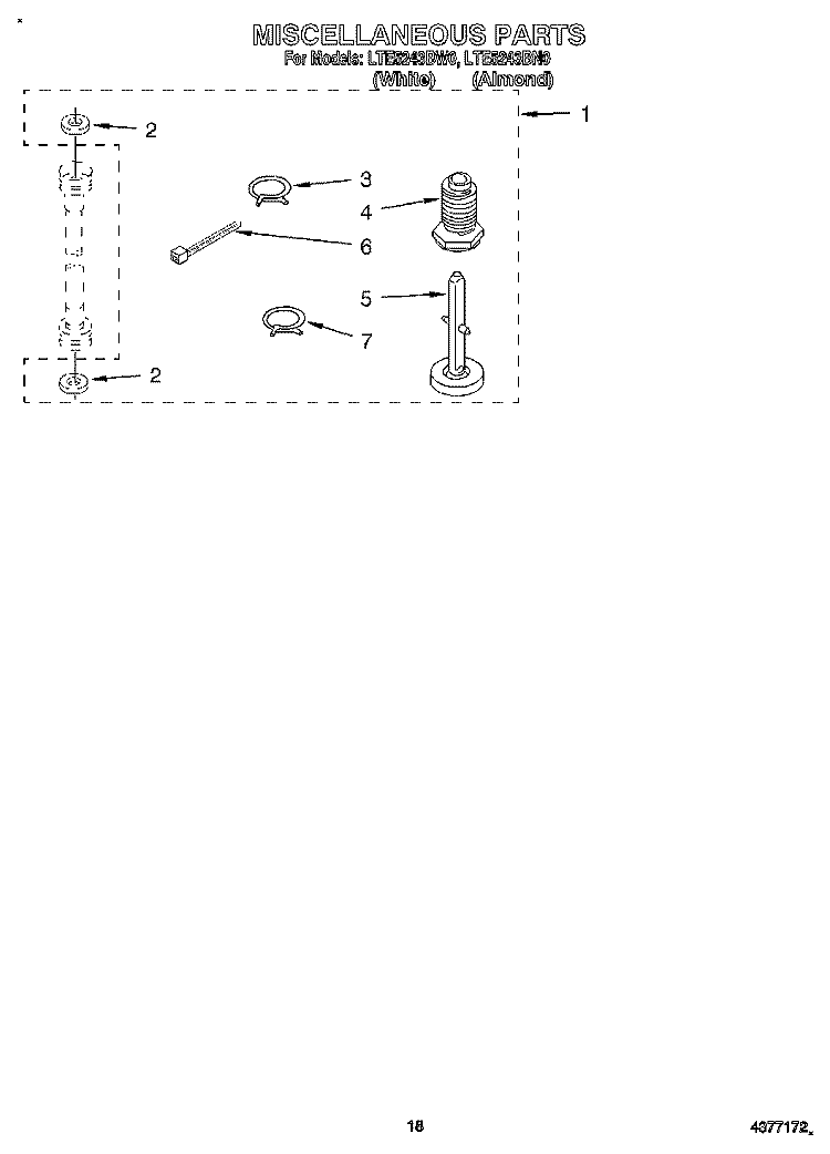MISCELLANEOUS, LIT/OPTIONAL Diagram and Parts List for LTE5243BN0  Whirlpool Washer Dryer Combo