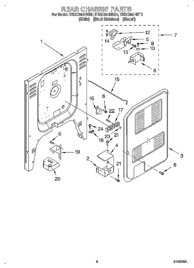 REAR CHASSIS Diagram and Parts List for KERC600HBT0  KitchenAid Range