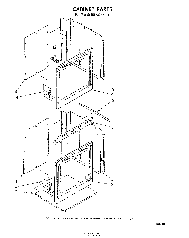 CABINET Diagram and Parts List for RB130PXK1  Whirlpool Wall Oven