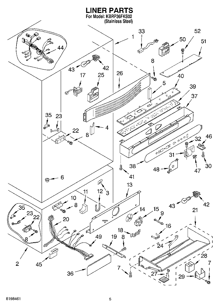 LINER PARTS Diagram and Parts List for KBRP36FKS02  KitchenAid Refrigerator