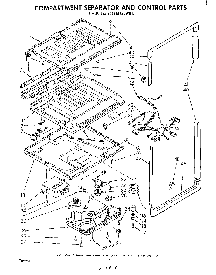 COMPARTMENT SEPARATOR AND CONTROL Diagram and Parts List for ET18MK2LWR0  Whirlpool Refrigerator