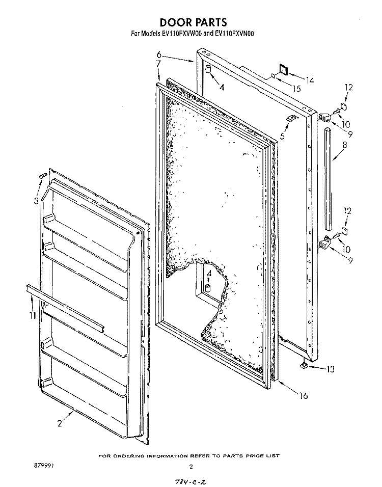 DOOR , LIT/OPTIONAL Diagram and Parts List for EV110FXVW00  Whirlpool Freezer